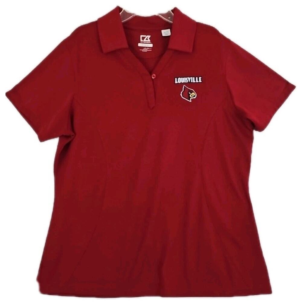 CUTTER & BUCK ~Woman Size XL/TG~ Red Logo "Louisville Cardinal" Polo Shirt SS.